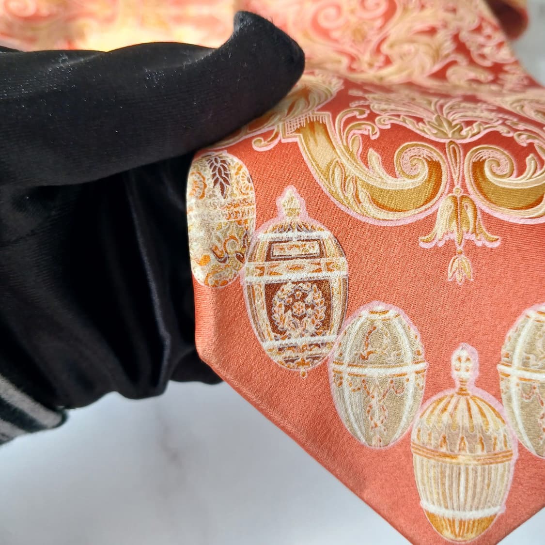 지안프랑코 페레 실크 오렌지 페이즐리 넥타이 9.7cm A+등급 G7
 상품이미지9