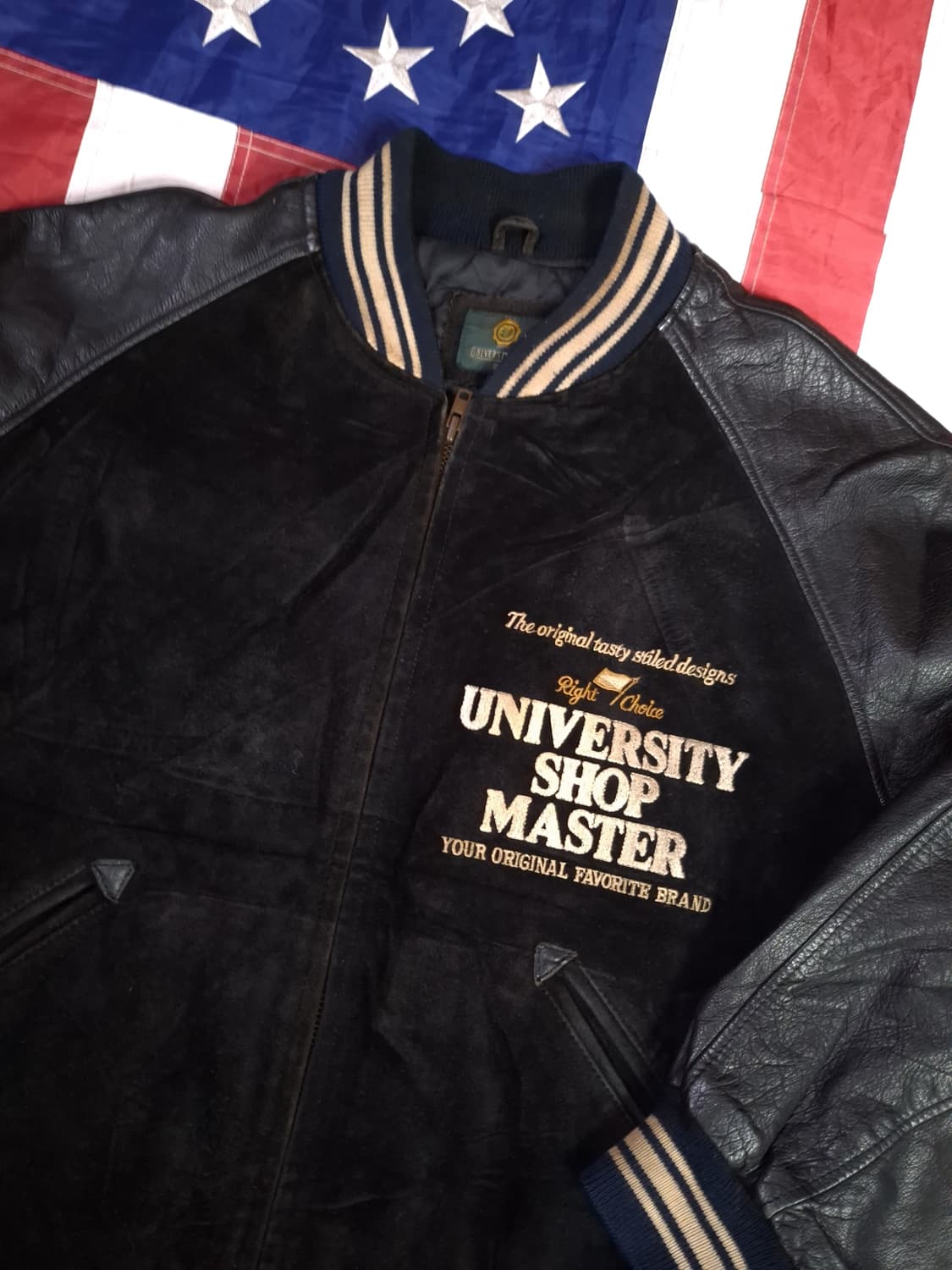 오리지날 80's 일본판 유니버스티샵마스터 리얼레더 바시티자켓 상품이미지7