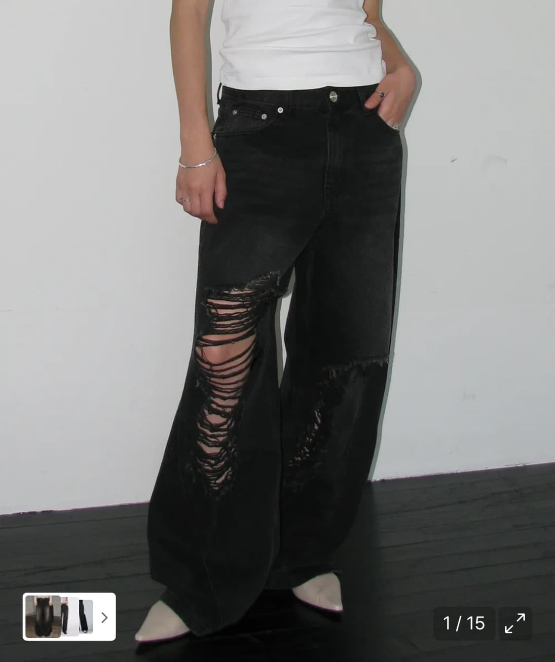 밀로우먼 커브드 데미지 와이드 진 상품이미지1