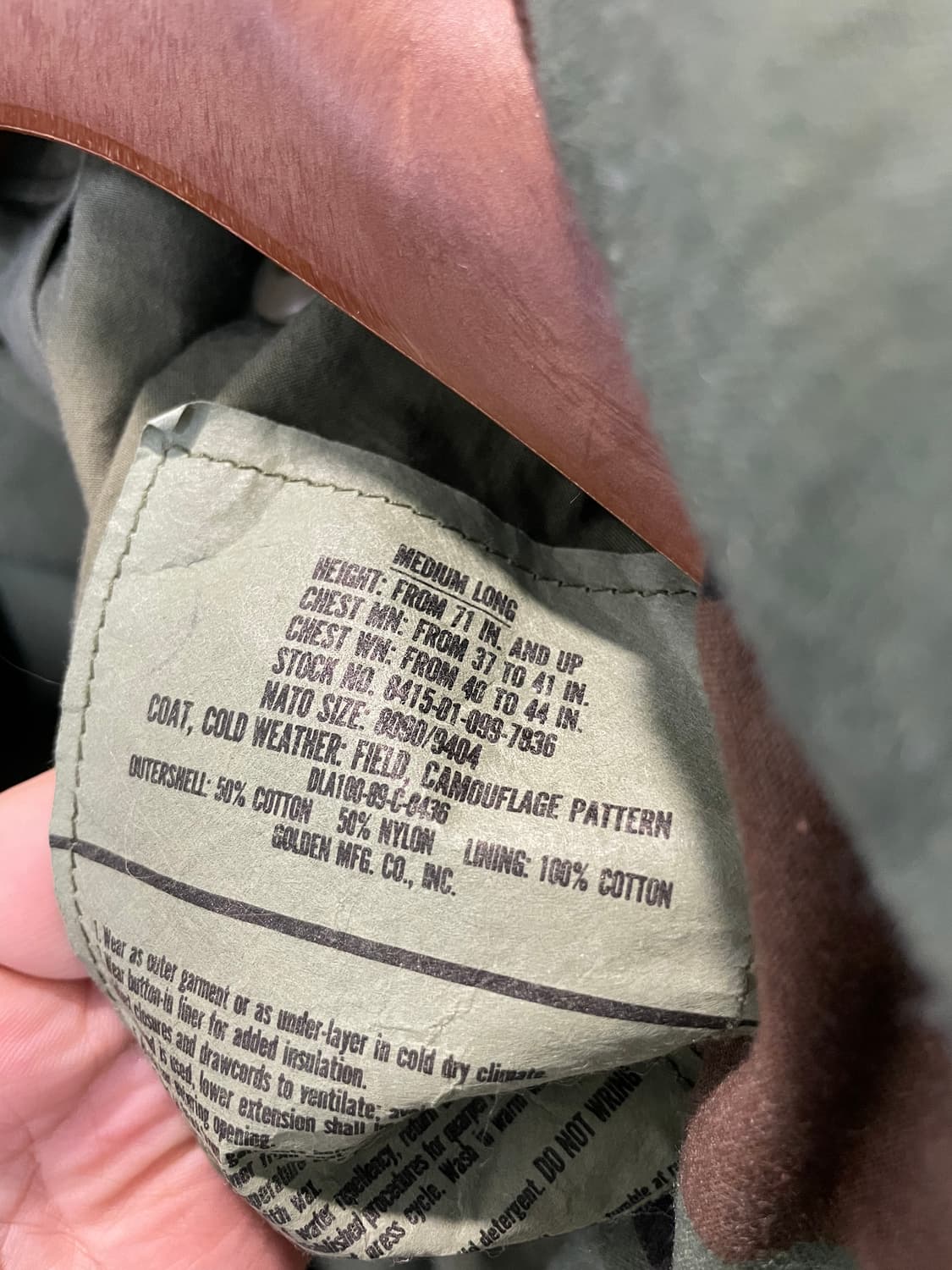 미군 오리지널 M65 카모플라쥬 필드 자켓 GOLDEN.MFG 상품이미지6