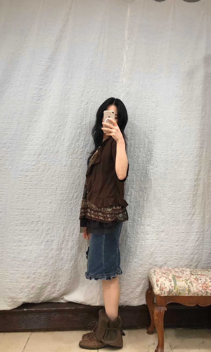 brown muse frill cardigan 상품이미지5