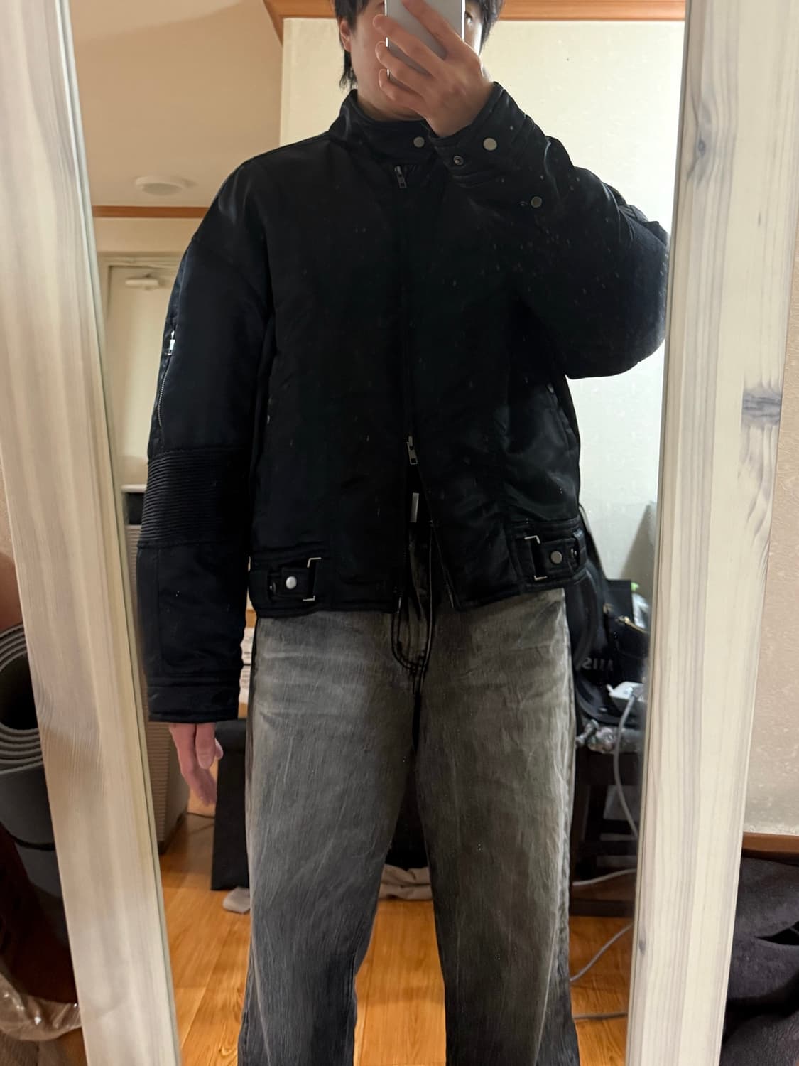 엘무드 - 스즈키 퀼티드 모터사이클 자켓 (블랙/46) 상품이미지7