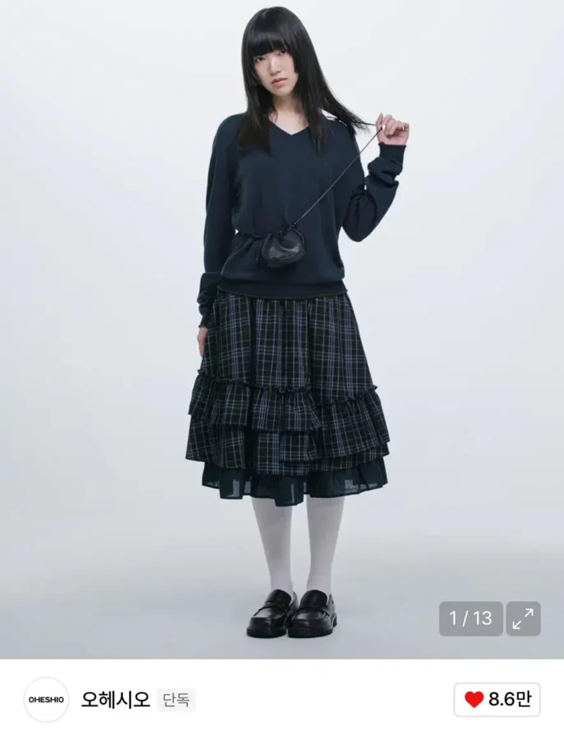 오헤시오 체크 프릴 미디 스커트  상품이미지1