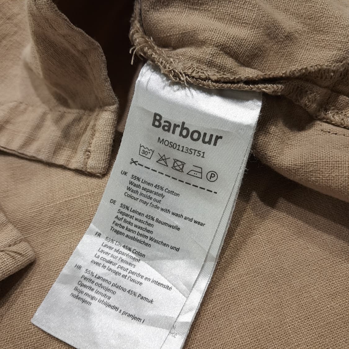 CK057 L 바버 린넨코튼 플리츠포켓 샌드브라운 셔츠 남방 상품이미지6