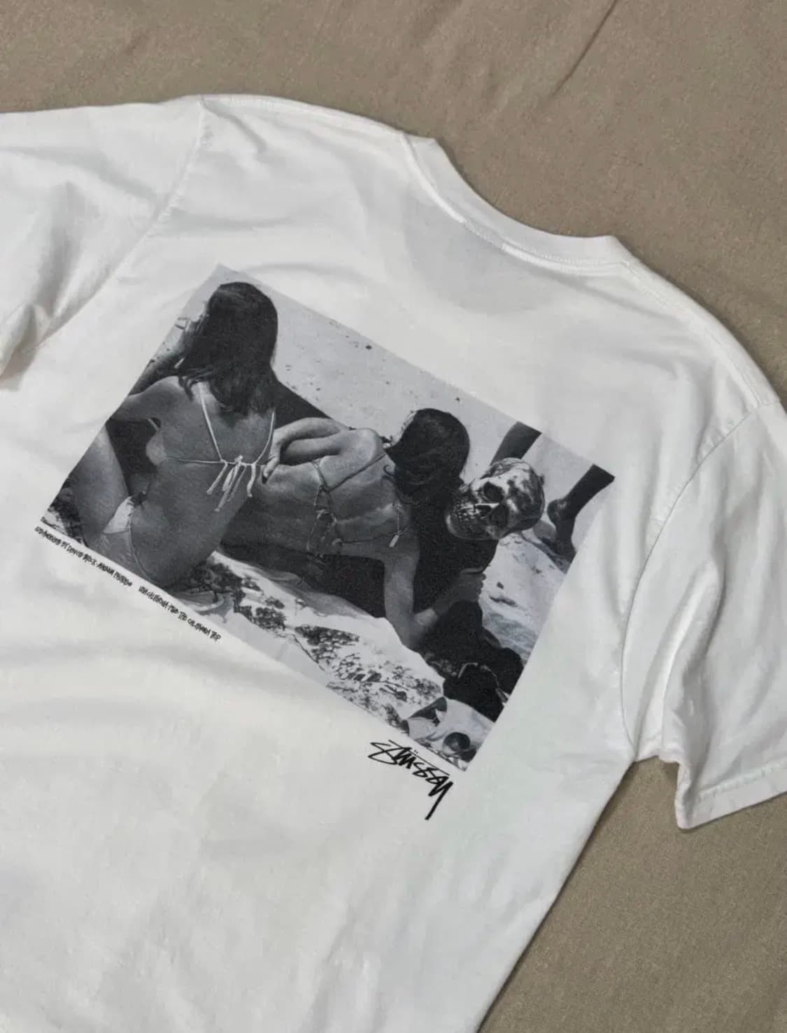 L)빈티지 스투시 Stussy 캘리포니아 스컬 비키니걸 반팔티 상품이미지1