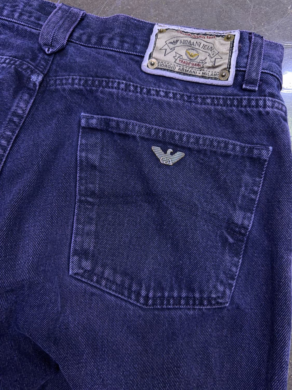 아르마니 알마니 빈티지 레귤러핏 퍼플 워싱 데님팬츠 33 상품이미지6