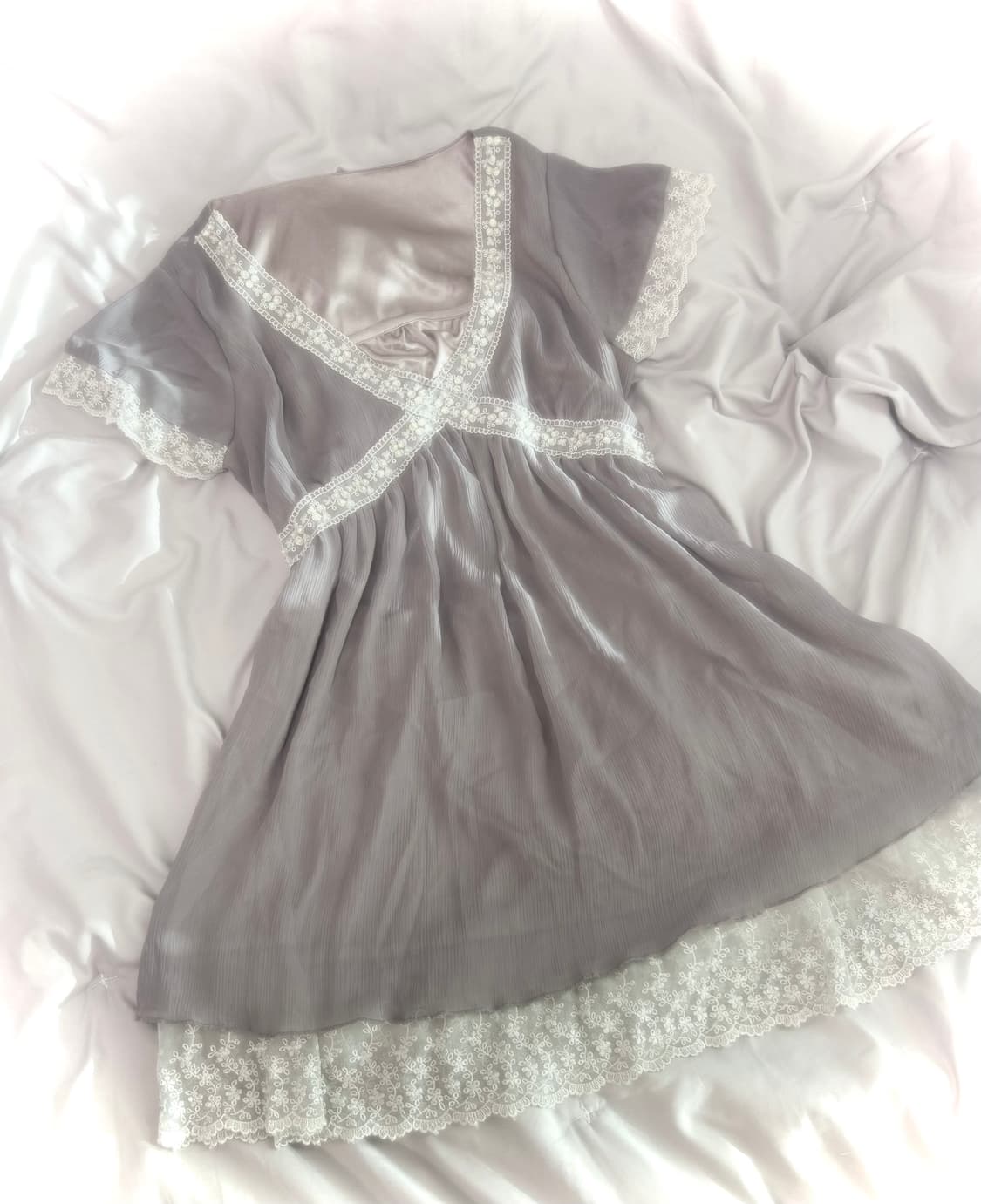 엑시즈팜 그레이 엔젤코어 레이스 원피스 르네상스 페어리 모리걸 코코모리 상품이미지2