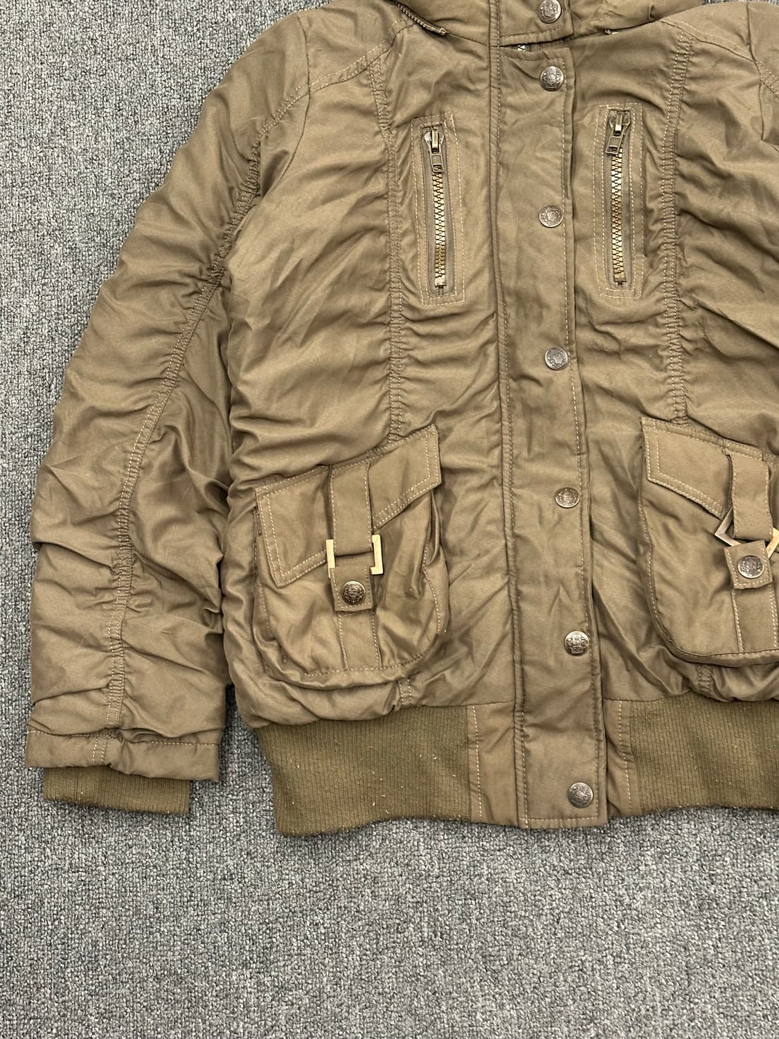 M)Japanese vintage 여성 셔링 디테일 패딩 야상 자켓 상품이미지2