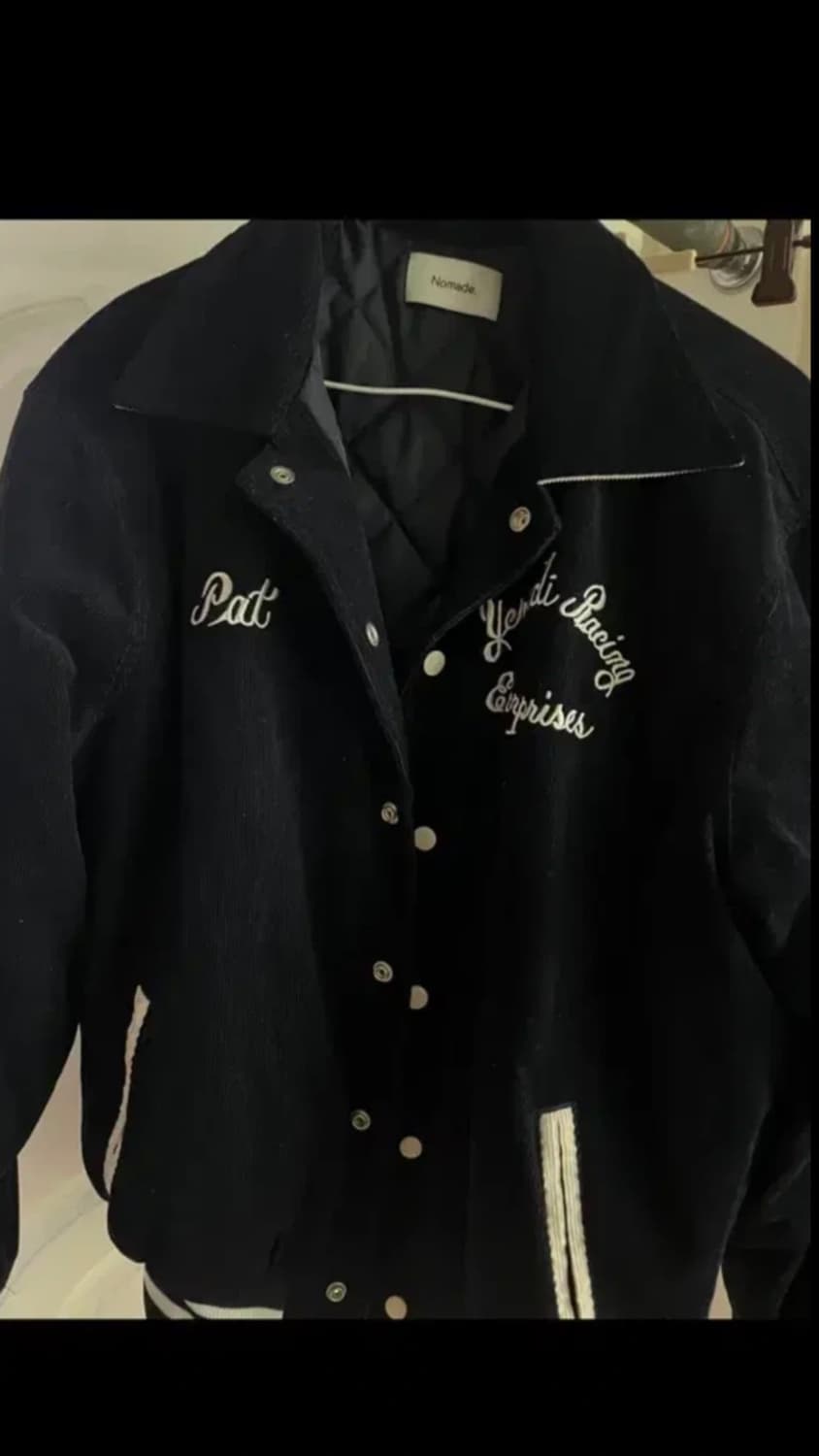 유먼트 코듀로이 바시티 자켓 블랙 상품이미지1