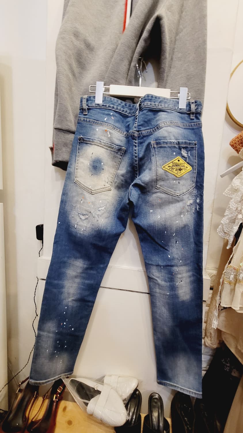 삼선 포인트 기모 맨투맨. 디스퀘어드 데님 상품이미지8