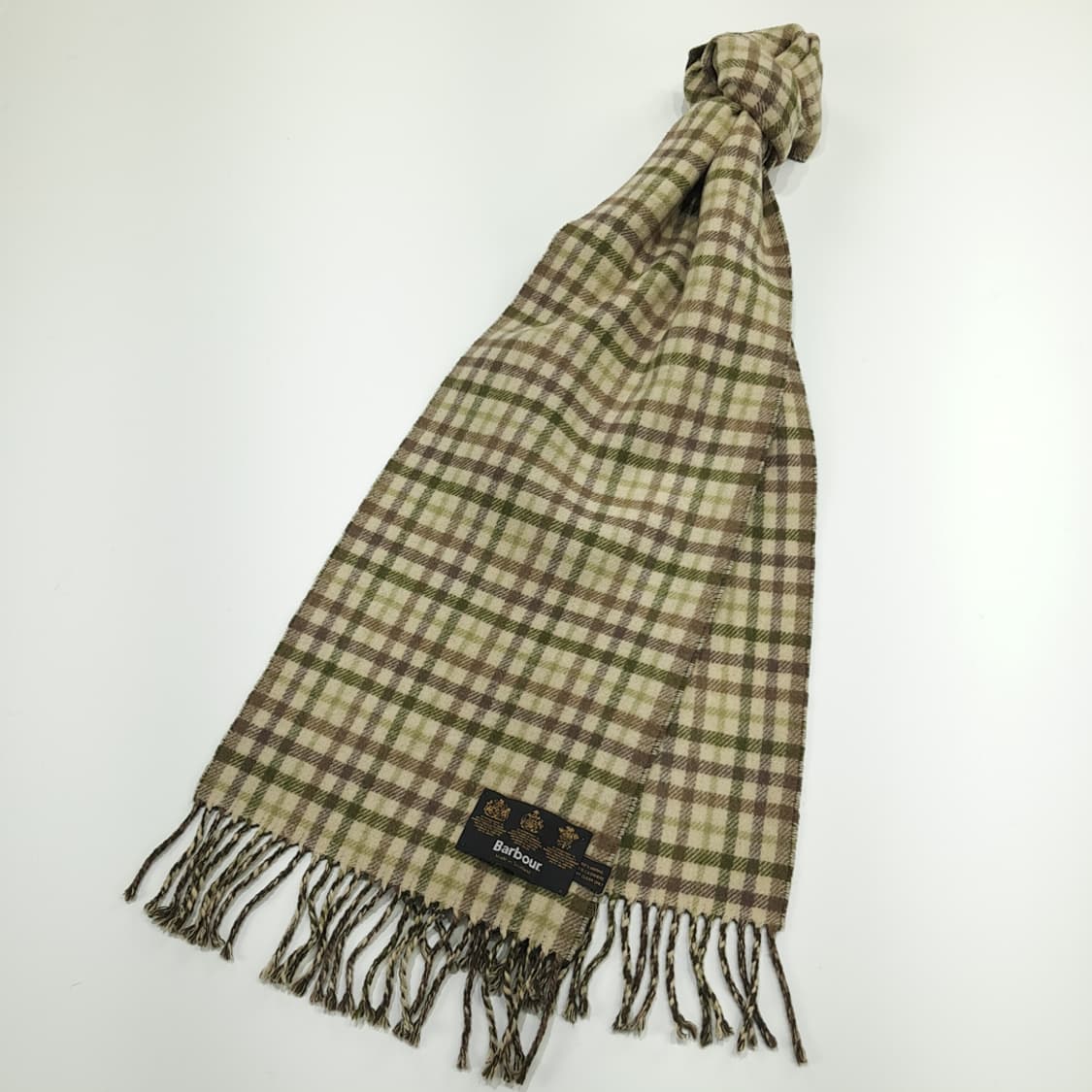 MX330 바버 그린 체크 올리브그린 양면 메리노 캐시미어 목도리 머플러 상품이미지2