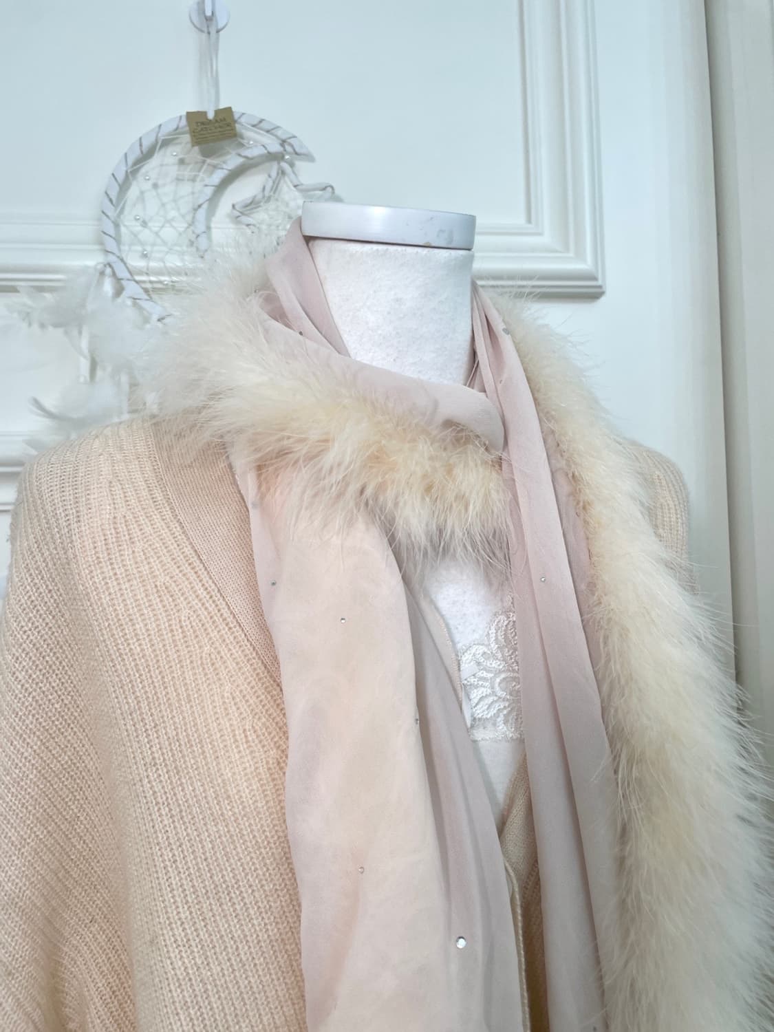 coral fur cubic point choffon muffler 상품이미지6