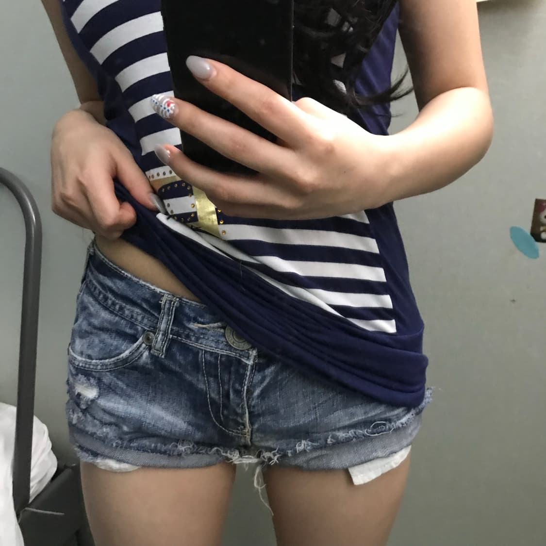 Juriano Jurrie 갸루 데미지 로우 데님 핫팬츠 상품이미지1