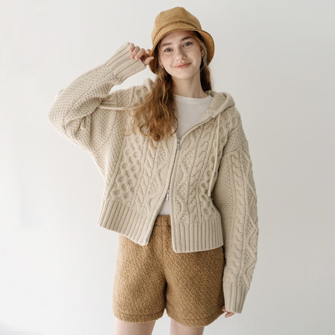 여성용 FREE CLUNY 클루니 케이블 투웨이 니트 집업  상품이미지8