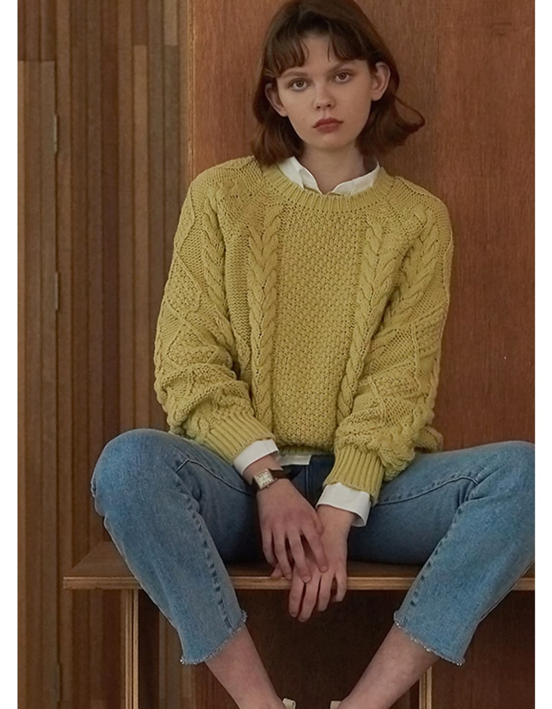 유라고 케이블 니트 스웨터 상품이미지1