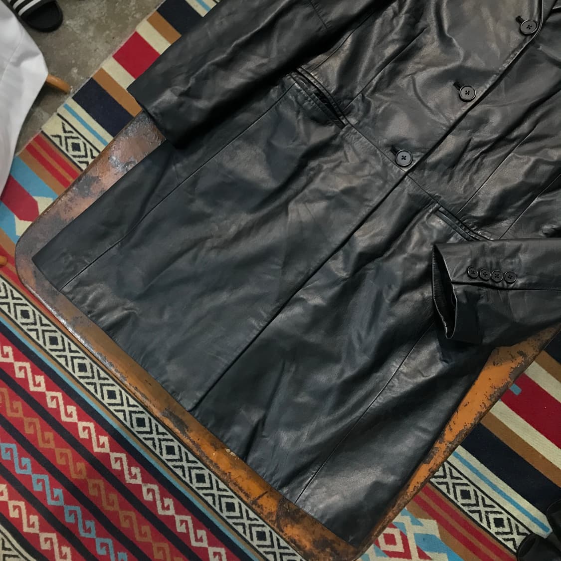 랄프로렌 그린라벨 3버튼 블랙 리얼 레더 양가죽 코트 자켓 여성 55 상품이미지3