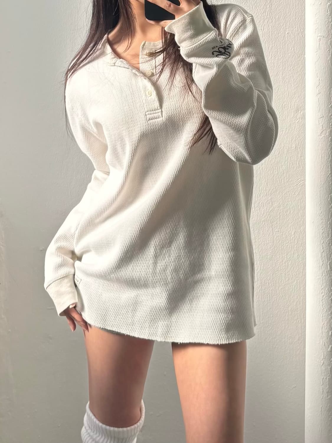 Buckaroo White Henley Neck Long Sleeve 상품이미지4