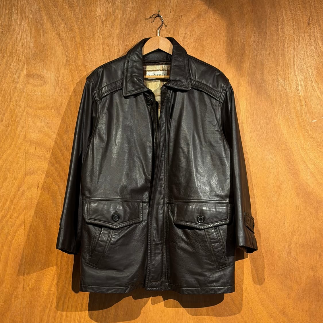 빈티지 브라운 헤비 소가죽 헌팅 자켓 L 카코트 상품이미지1