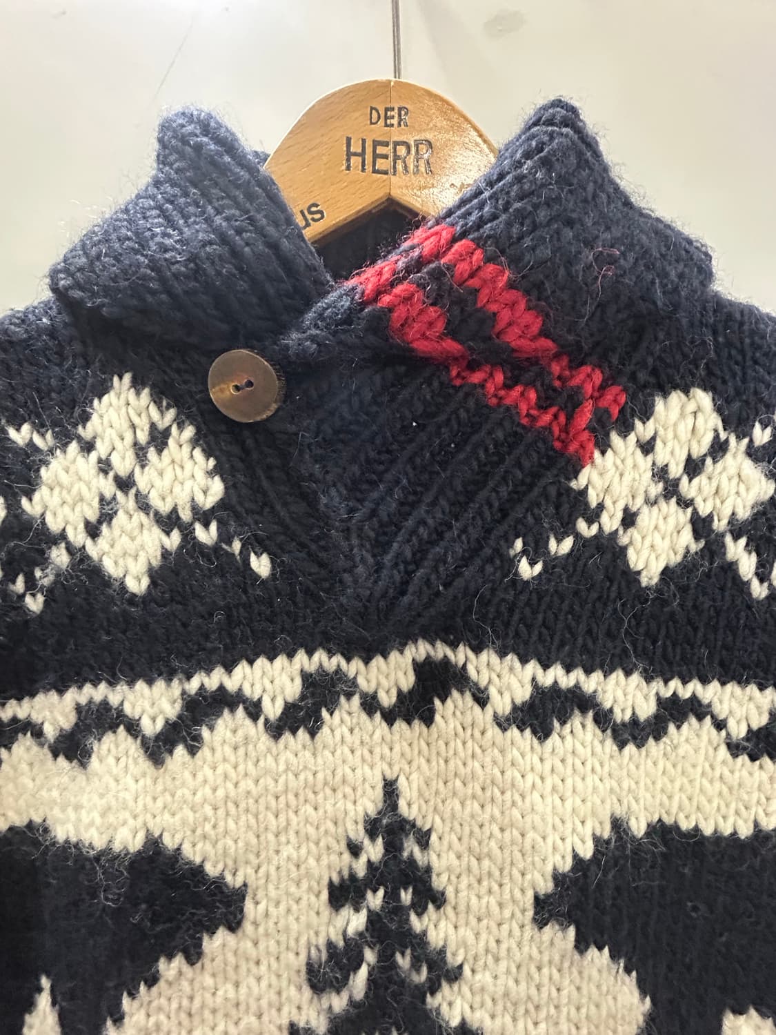 폴로 랄프로렌 울 알파카 아즈텍 베어 숄카라 핸드 니트 상품이미지3