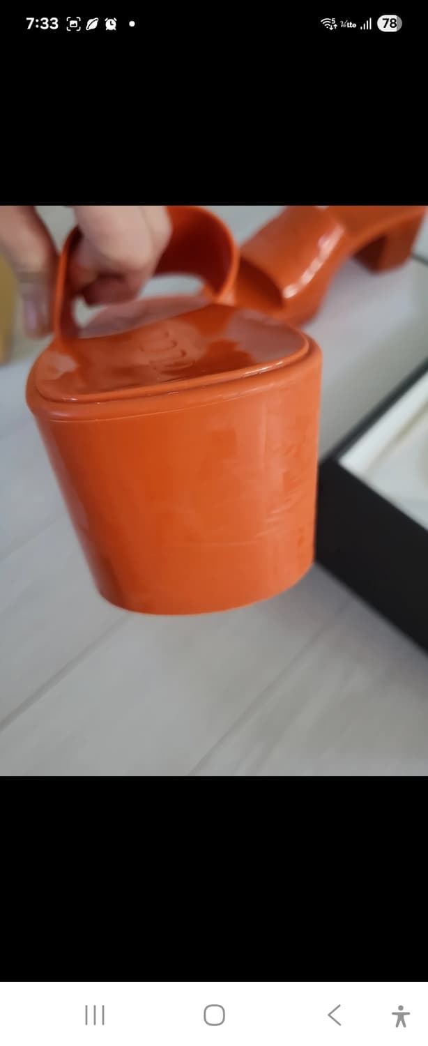 (정품)구찌 젤리 오렌지 뮬 힐 220-230 상품이미지7