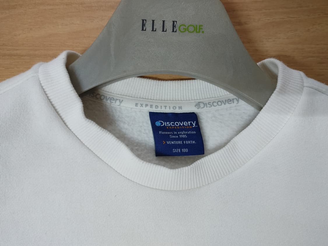Discovery 디스커버리 안감기모 펄로고 화이트 맨투맨 상품이미지3