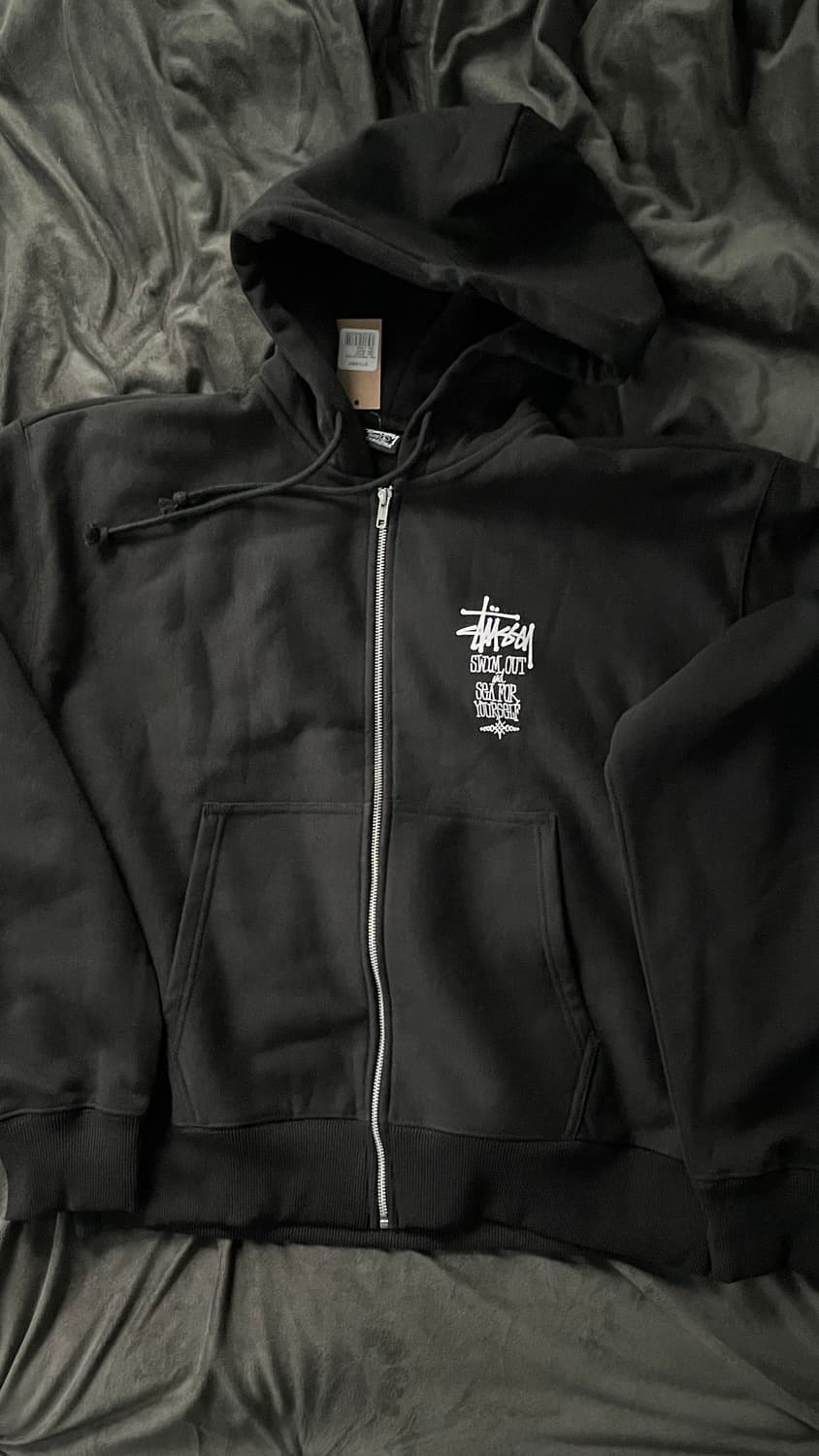 스투시 블랙 스윔아웃 후드집업 새상품 택포함 L 상품이미지1
