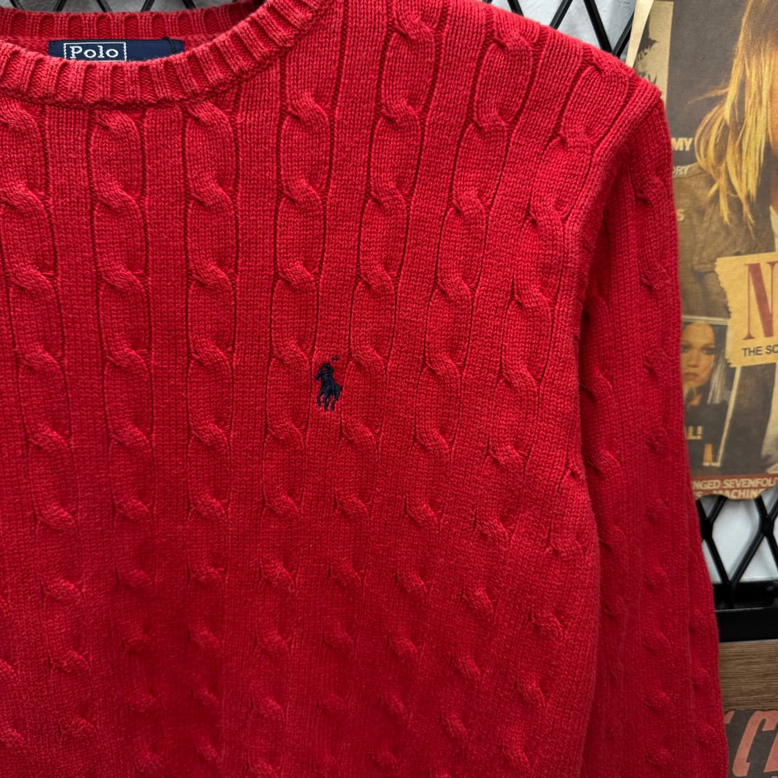 폴로 랄프로렌 케이블 니트 네이비 포니 로고 포인트 레드 상품이미지5