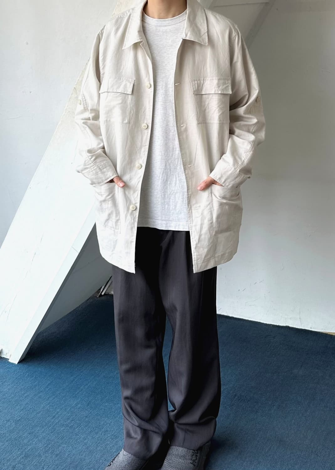 Natural fabric 2way sleeve work coat 상품이미지10