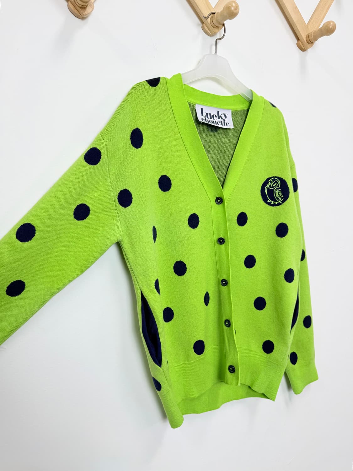 럭키슈에뜨 그린 도트 가디건 상품이미지3