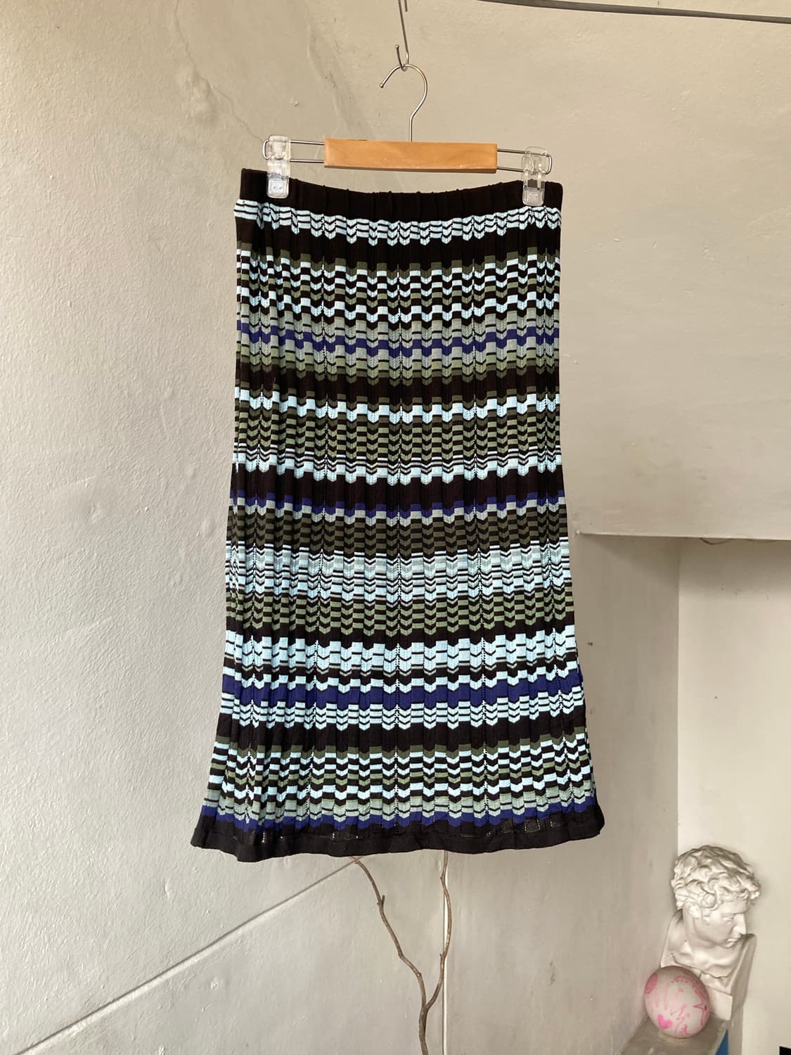 울 케이블 레이어드 니트 미디 스커트 상품이미지1