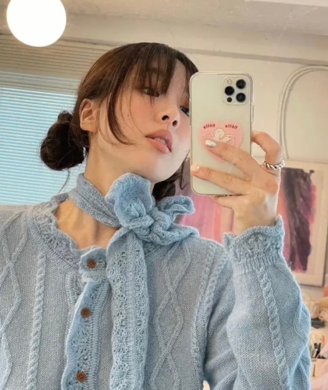 플레따 모헤어 스카프 가디건 블랙 상품이미지3