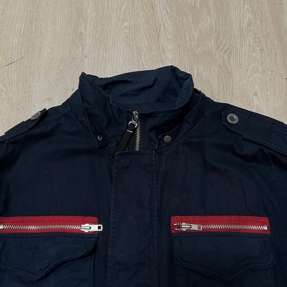 하드락밴드 배색 지퍼 포켓 야상 필드자켓 L/100 상품이미지2