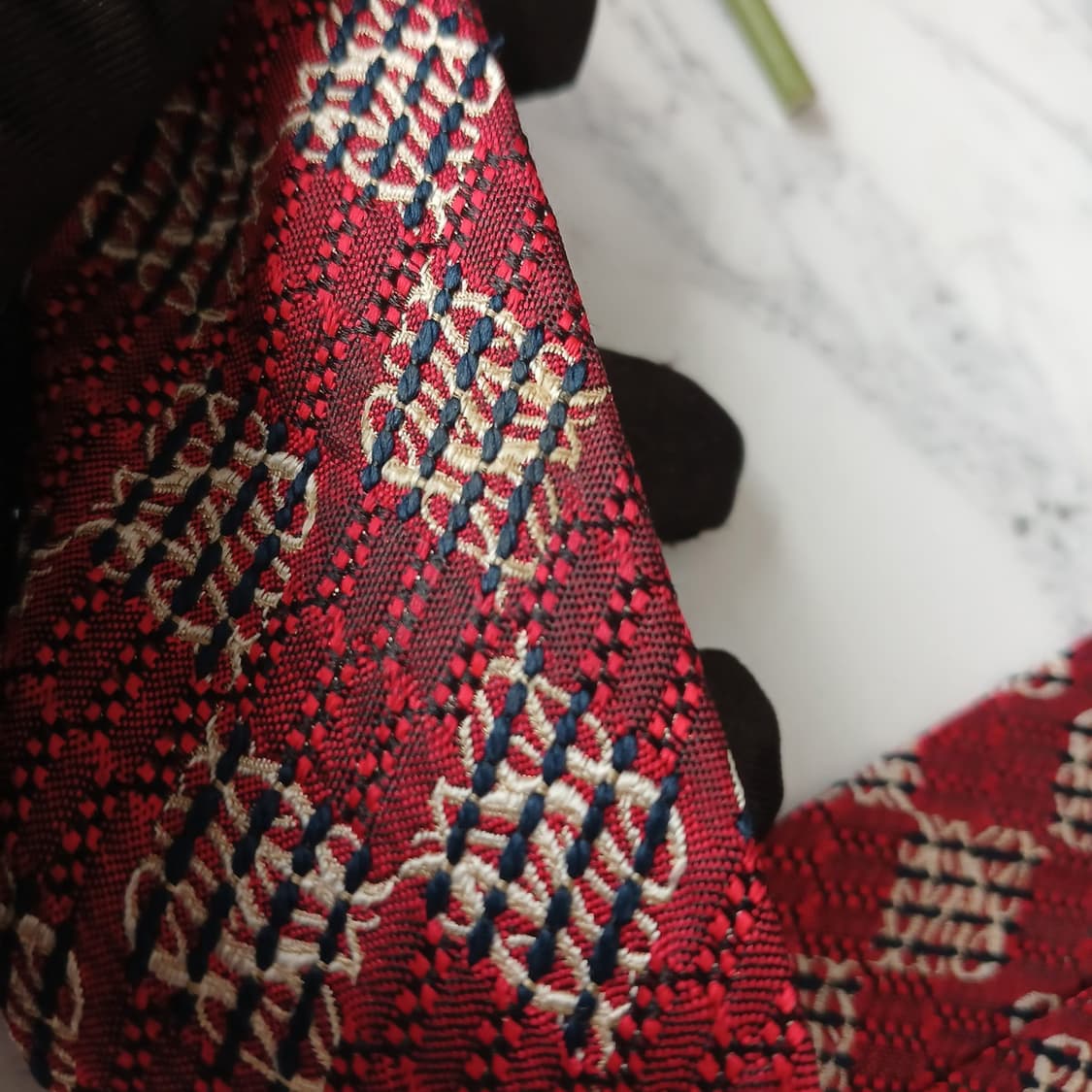 에르메네질도 제냐 레드 자카드 패턴 넥타이 9.5cm A등급 E881
 상품이미지9