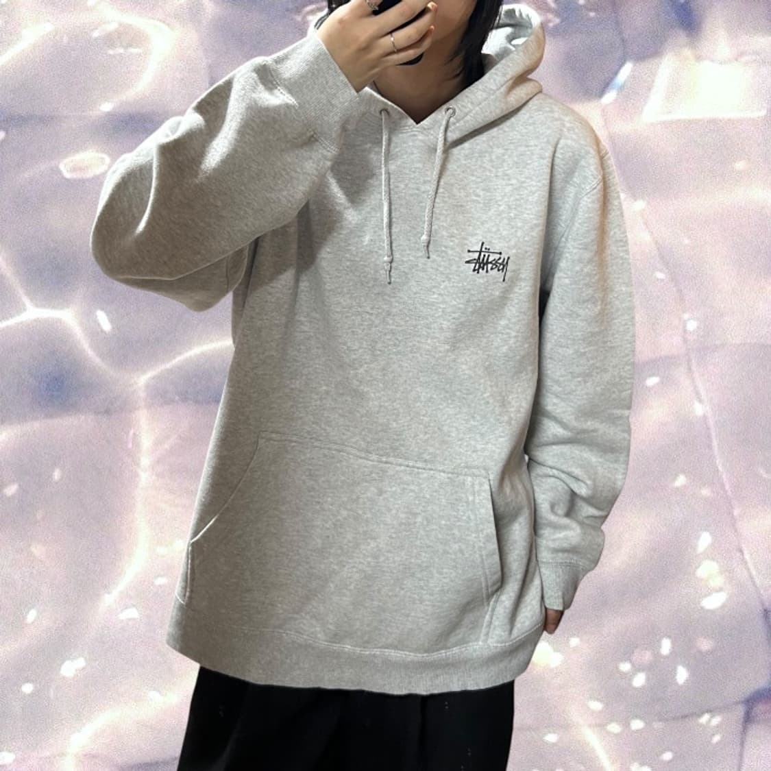 스투시 빅로고 기모 후드티 후드 티셔츠 그레이 XL 105  상품이미지1