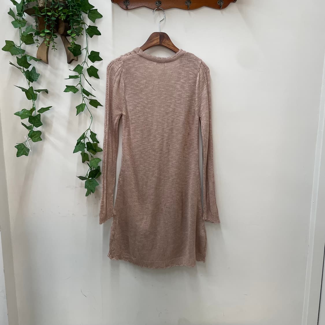 엑시즈팜 모리 페어리 냥이 자수 피치 핑크베이지 롱 슬림 가디건 상품이미지3