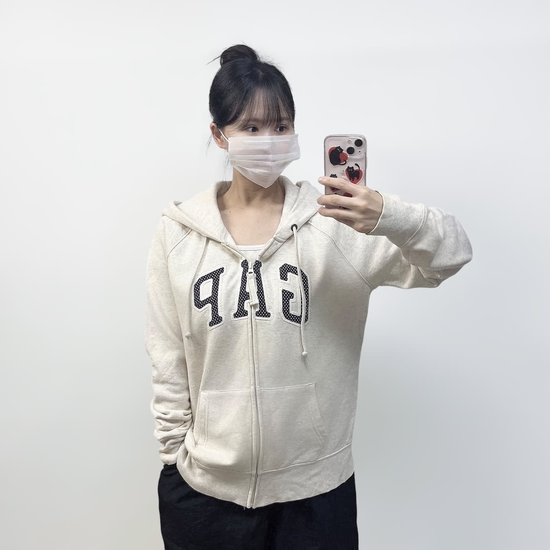 갭 GAP 도트 로고 후드집업 멜란지그레이 상품이미지1