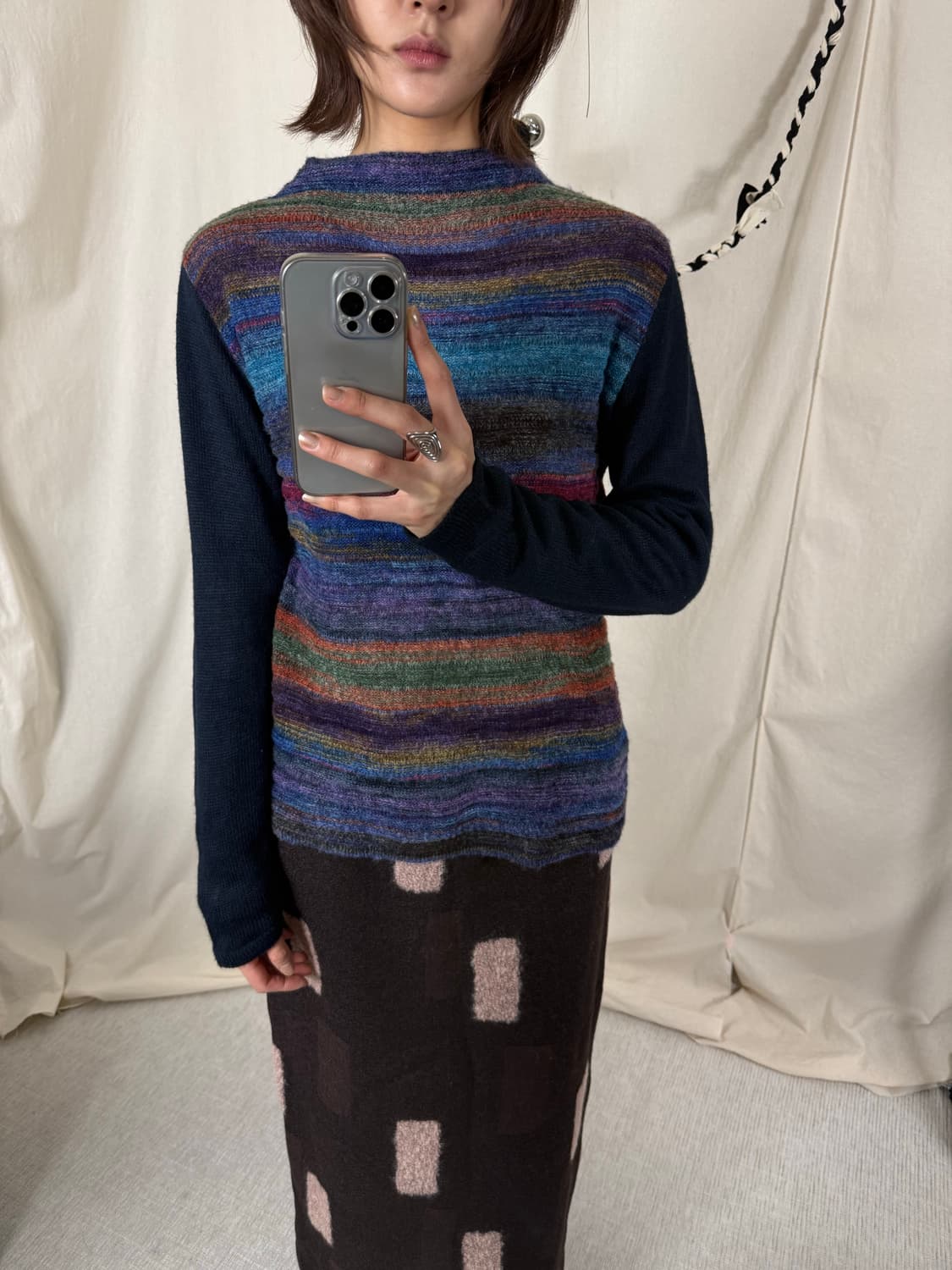 레인보우 니트 탑 상품이미지2