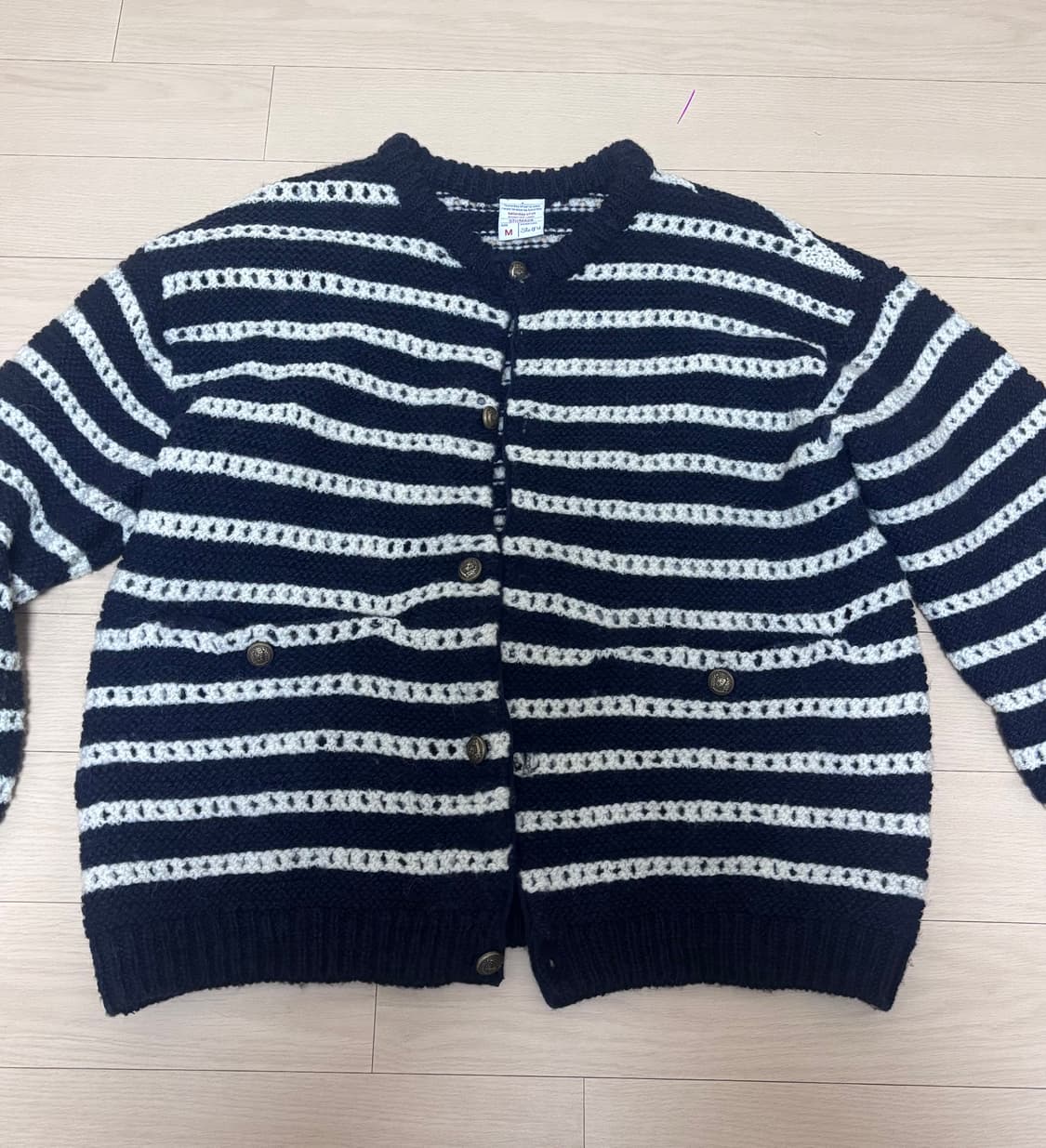 (M) STU 에스티유 스트라이프 라운드넥 가디건 상품이미지2