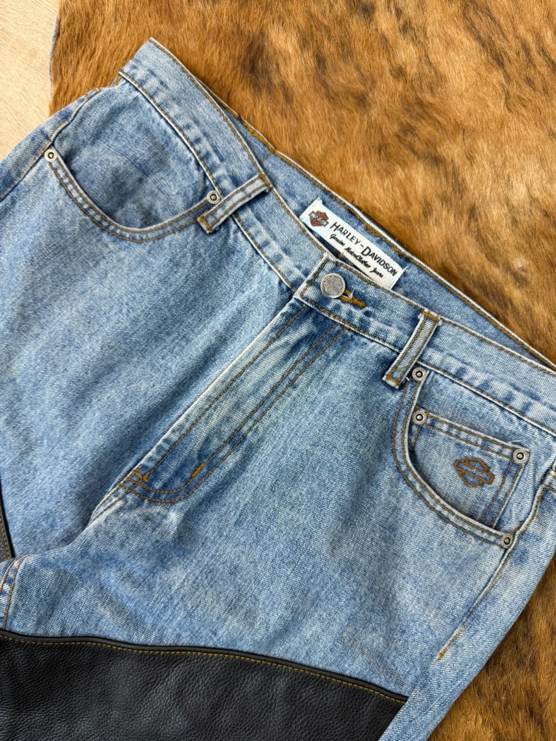 할리 데이비슨 레더 패널 데님 팬츠  상품이미지3