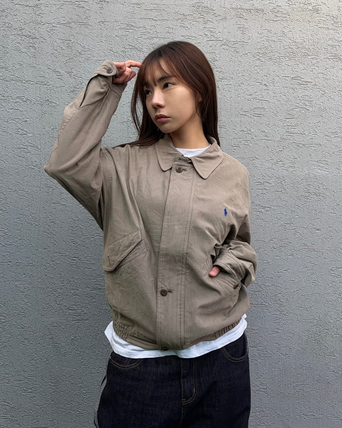 90s POLO beige suede bluson jacket 상품이미지1