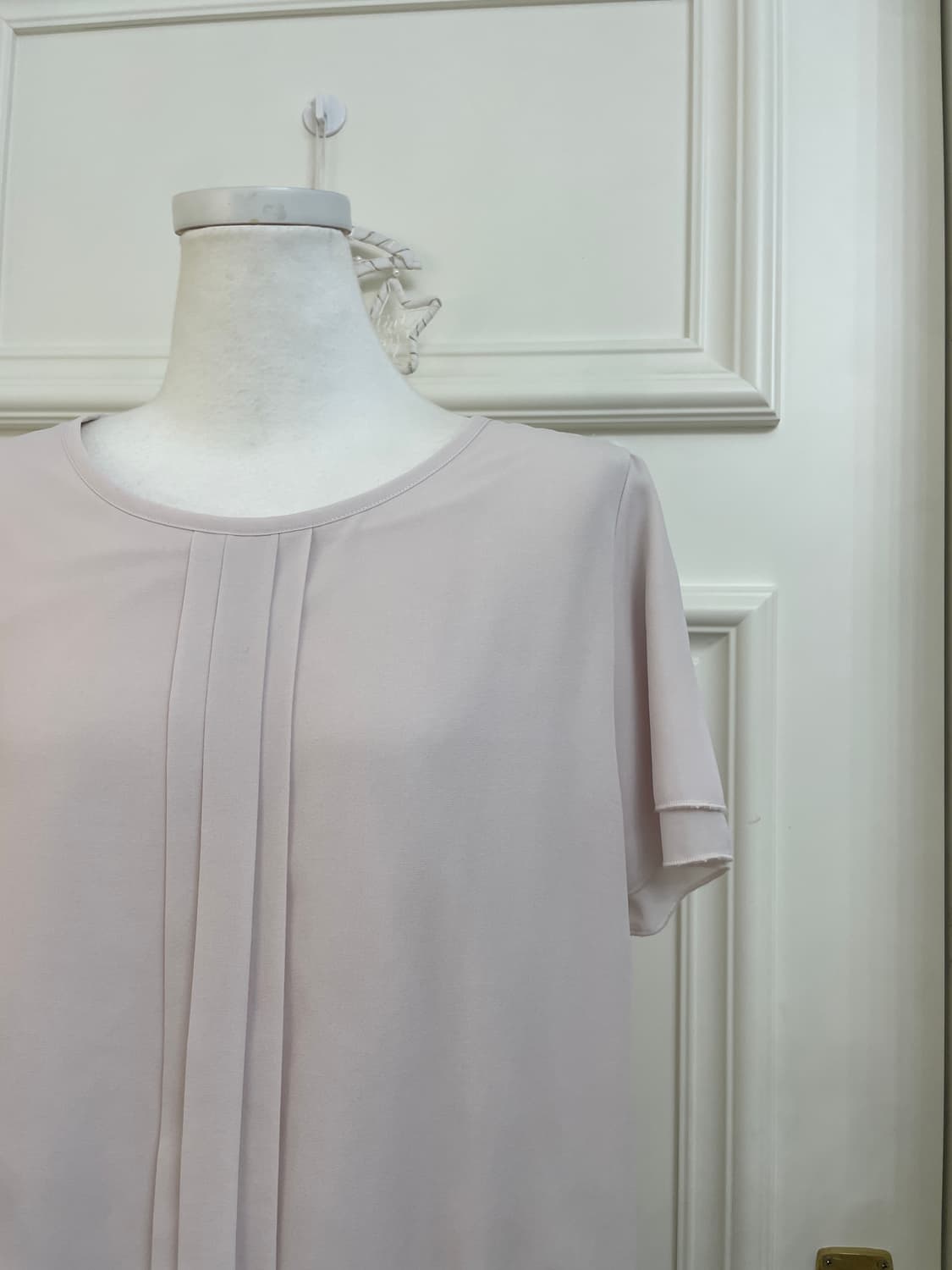 sheer pink pleats point basic blouse 상품이미지6