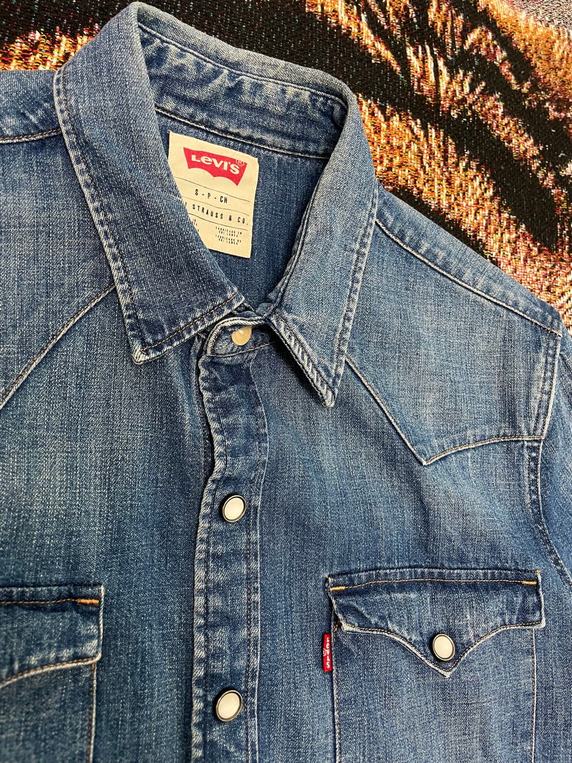 (S) levis 리바이스 투포켓 중청 데님 셔츠 상품이미지2