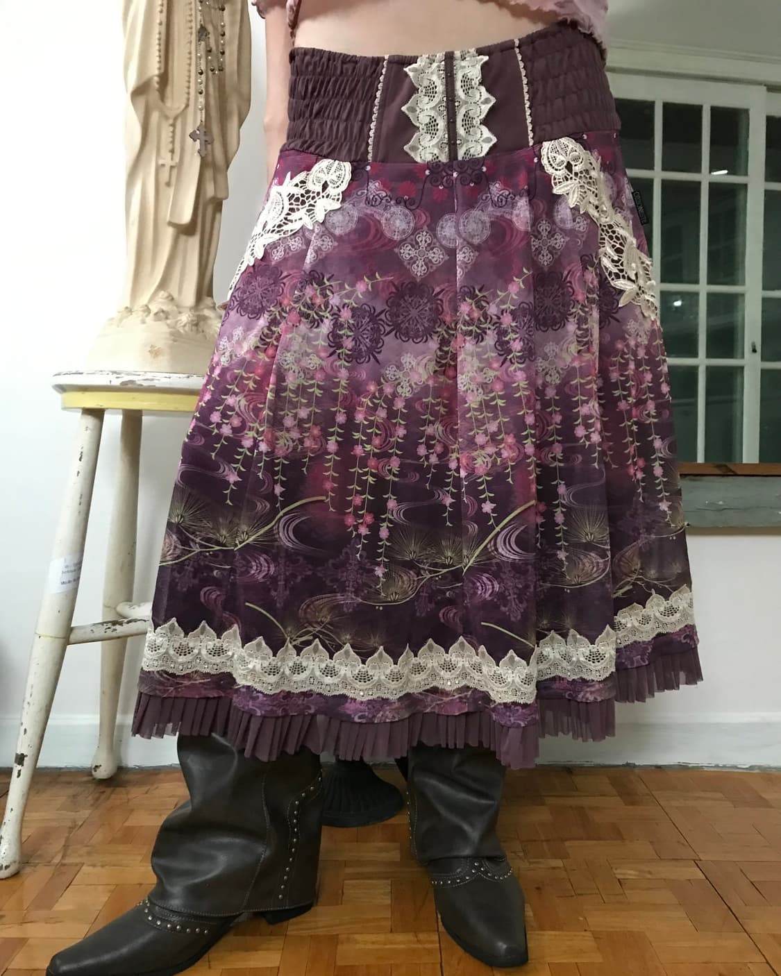vintage pattern lace skirt  상품이미지1
