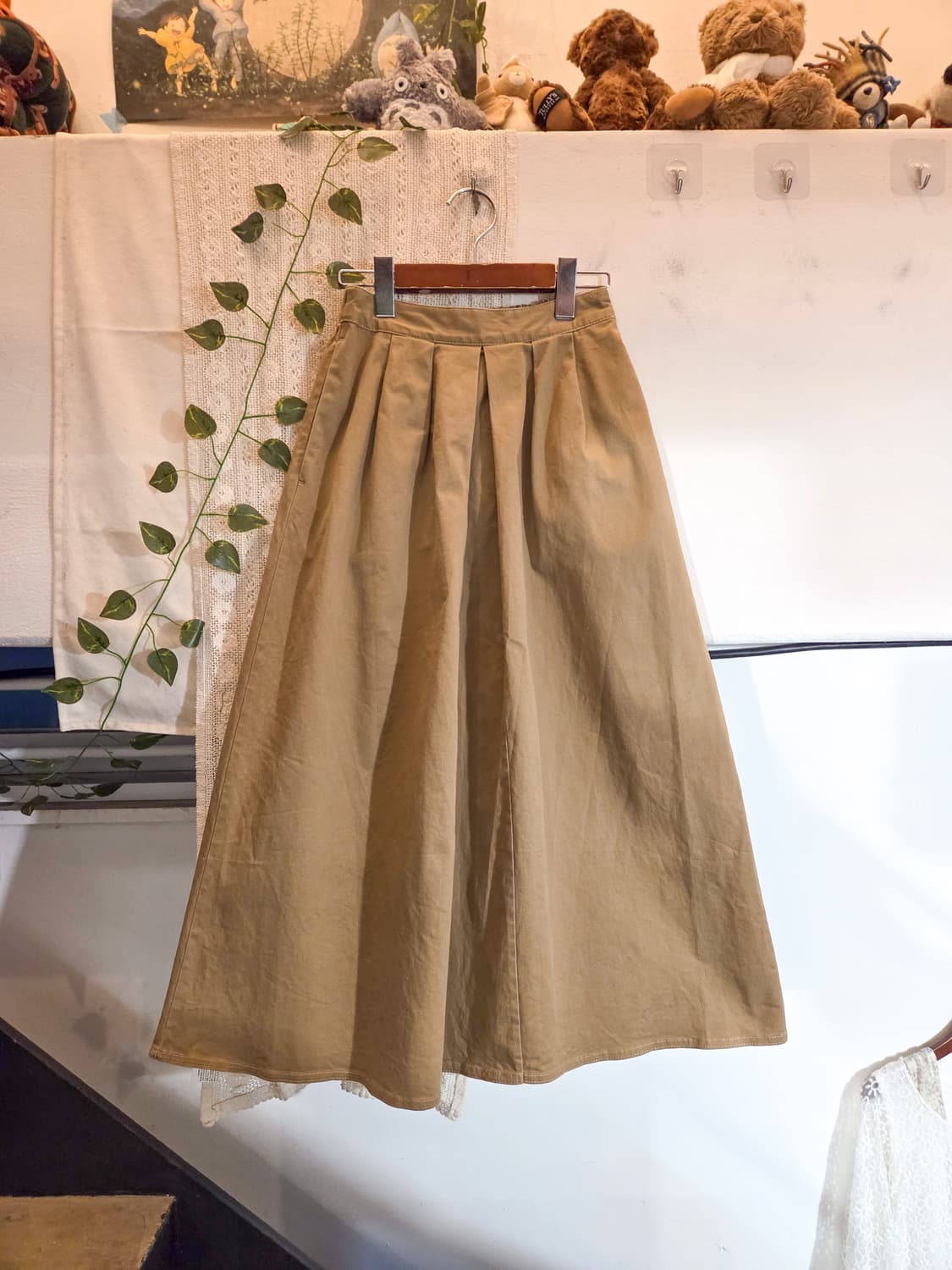 베이지 데일리 롱스커트 상품이미지1