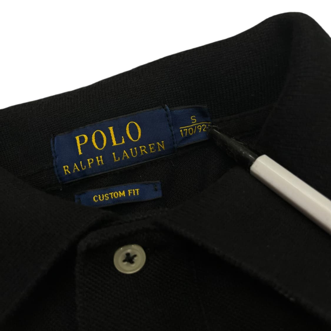 폴로 랄프로렌 딱붙핏 빅포니 화이트배색 블랙 카라 반팔 S 상품이미지5