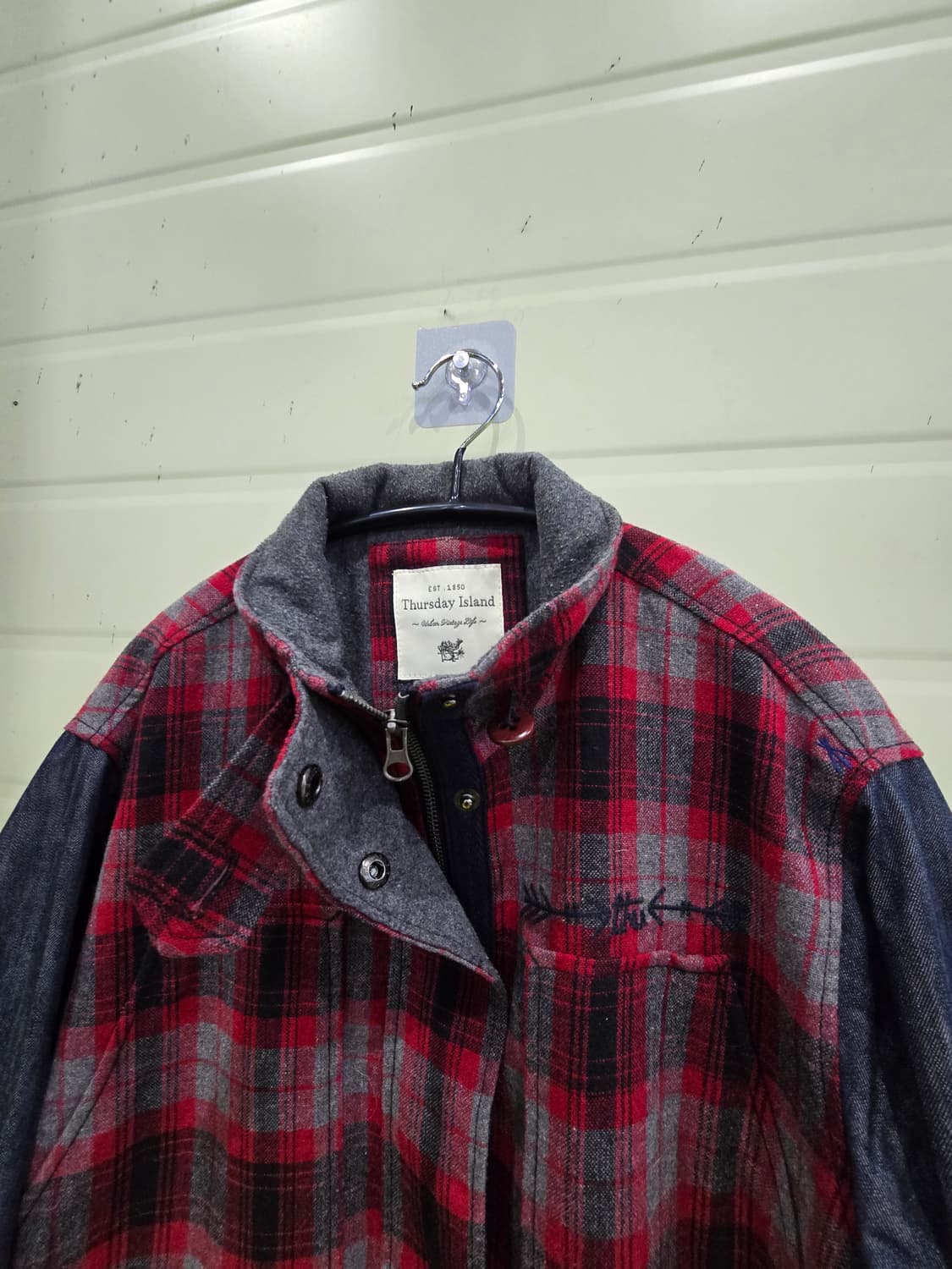 써스데이 아일랜드 체크 데님 롱 코트 S 상품이미지2