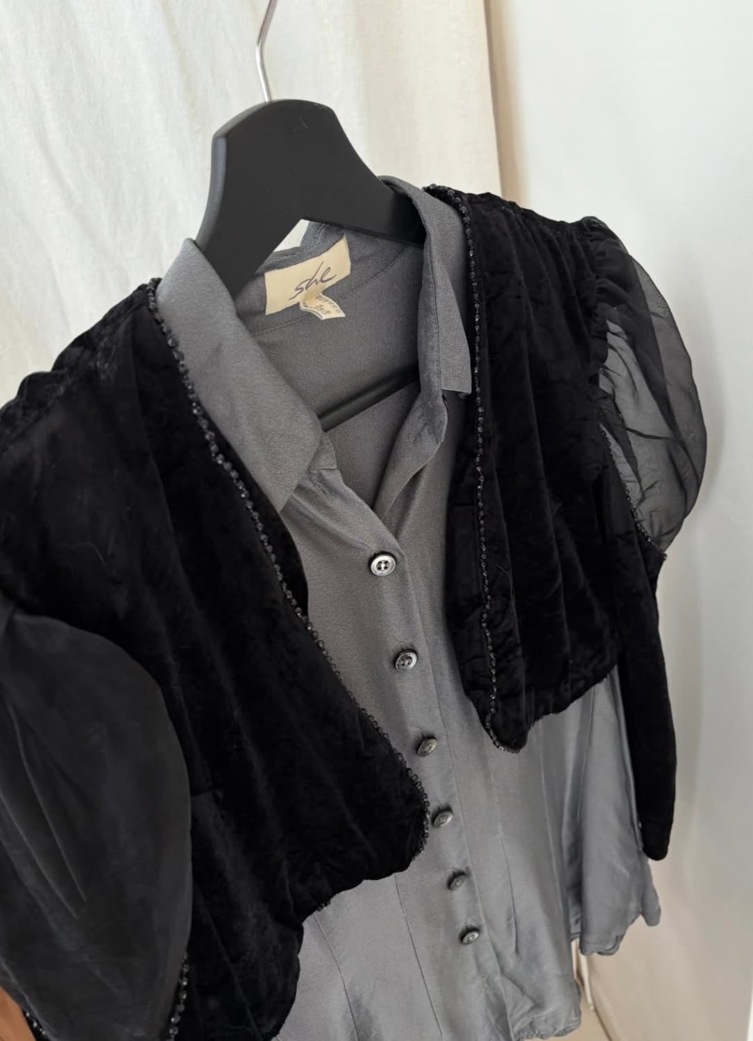 Oree오르에 올드 빈티지 벨벳 시스루 오간자 볼레로 자켓 vintage 상품이미지1