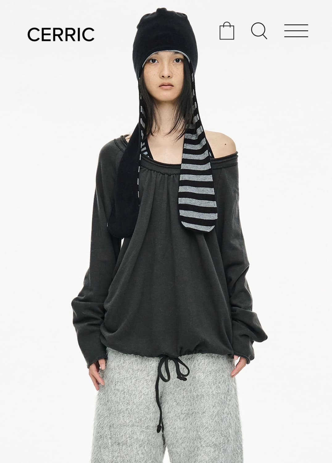 Cerric Round Hem String Top 챠콜 세릭 스트링탑 상품이미지1