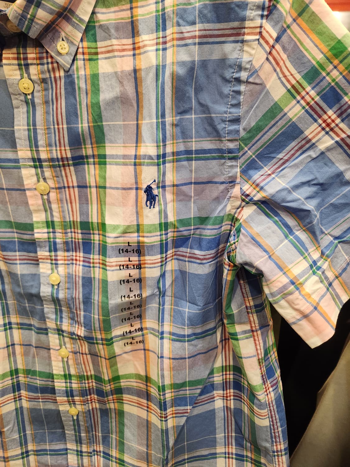 랄프로렌 키즈 체크 반팔 셔츠 L (14-16) 새제품 상품이미지4