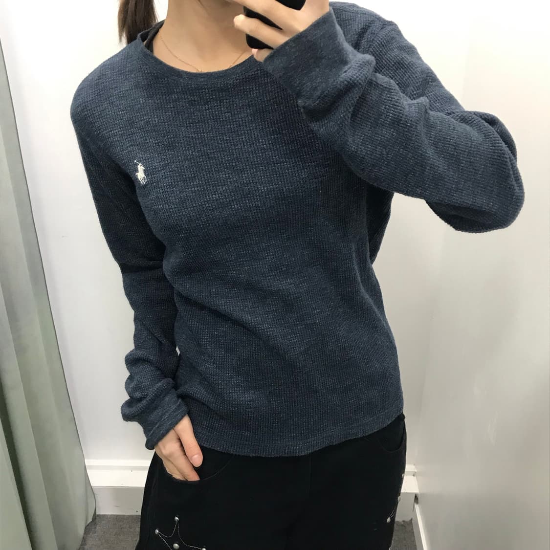 폴로 블루 와플니트 상품이미지1